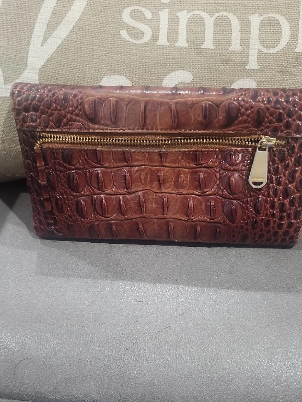 Brahmin Cognac Croc-Embossed Leather Tote with Matching Wallet - Picture 10 of 11